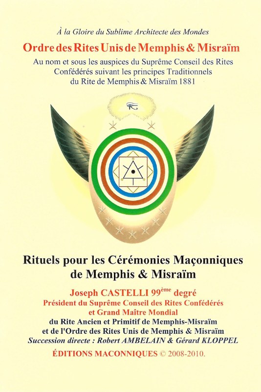Couverture du livre Ordre des Rites unis de Memphis & Misraïm – Rituels pour les cérémonies maçonniques