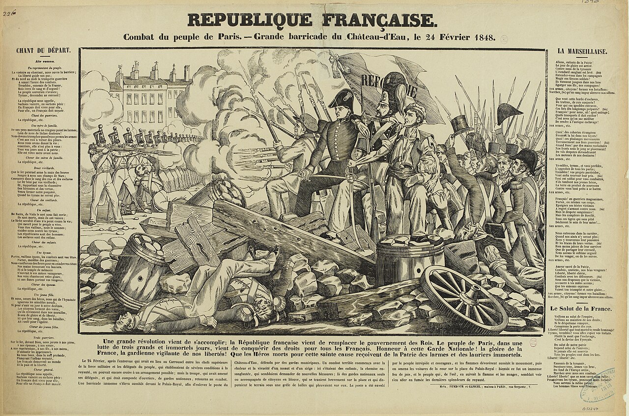 Paul Gourdot – Republique Française. Combat du peuple de Paris. - Grande barricade du Château-d