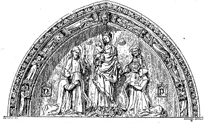 Gravure du portail de l’église Saint-Jacques-de-la-Boucherie, financé par Nicolas Flamel