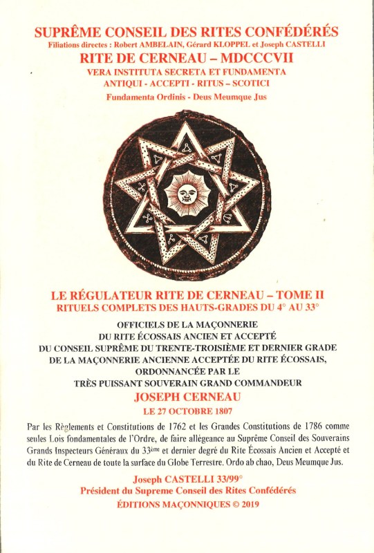 Couverture du livre Régulateur Rite de Cerneau – Tome 2