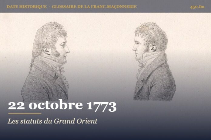 Statuts du Grand Orient de France approuvés par le duc de Chartres, 22 octobre 1773 – date historique de la franc-maçonnerie – 450.fm